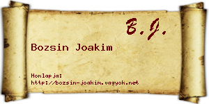 Bozsin Joakim névjegykártya